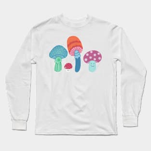 Row of cute mushrooms Long Sleeve T-Shirt